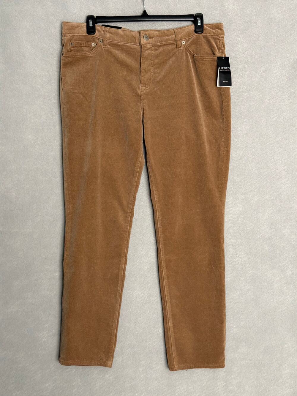Lauren Ralph Lauren Stretch Corduroy Pant Mid-Rise Camel Women's 16W NEW